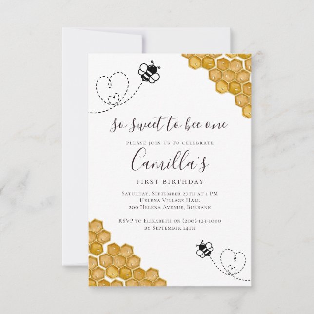 Convites Tão doce de ser uma Festa de aniversário (Frente)