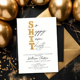 Convites Tão Feliz em Ser Trinta Dourado Festa de Aniversár