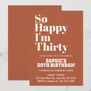 Convites Tão Feliz que Fiz Trinta Rust Aniversário de 30 An