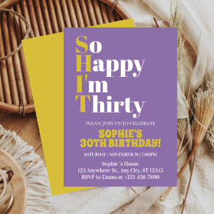 Convites Tão feliz que sou 30 aniversário de 30 anos