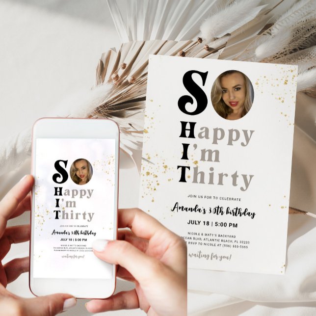 Convites Tão feliz que sou Trinta Aniversários com Foto (So Happy I'm Thirty Birthday Invitation with Photo)