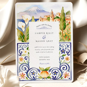 Convites Taormina Sicília & Azulejo Italiano Casamento Aqua