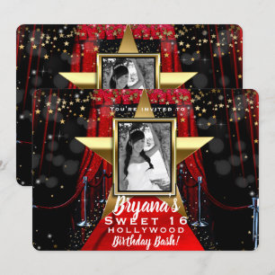 Convites Tape Vermelho Estrelas Douradas de Hollywood Festa
