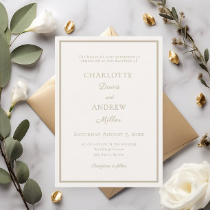 Convites Tapeçaria de marfim elegante casamento minimalista