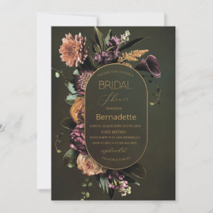 Convites Tapeçaria flores brilhantes aquarela dourado Noiva