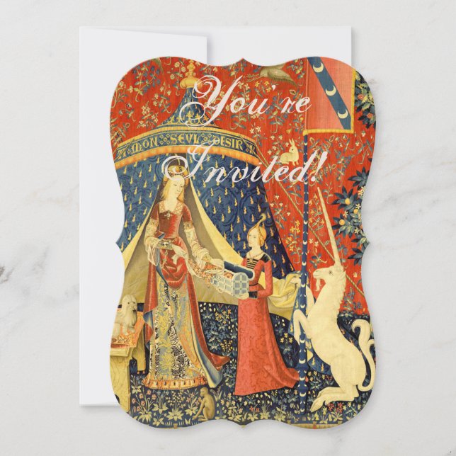 Convites Tapeçaria Medieval Lady and The Unicorn: Arte Fran (Frente)