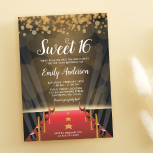 Convites Tapeçaria Vermelha de Hollywood Sweet 16