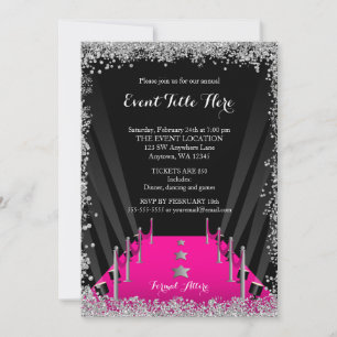 Convites Tapeete Rosa Hollywood Brilho Evento Formal