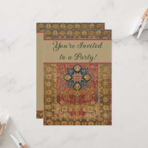 Convites Tapete Persa Asiático Kashan em Ouro Vermelho