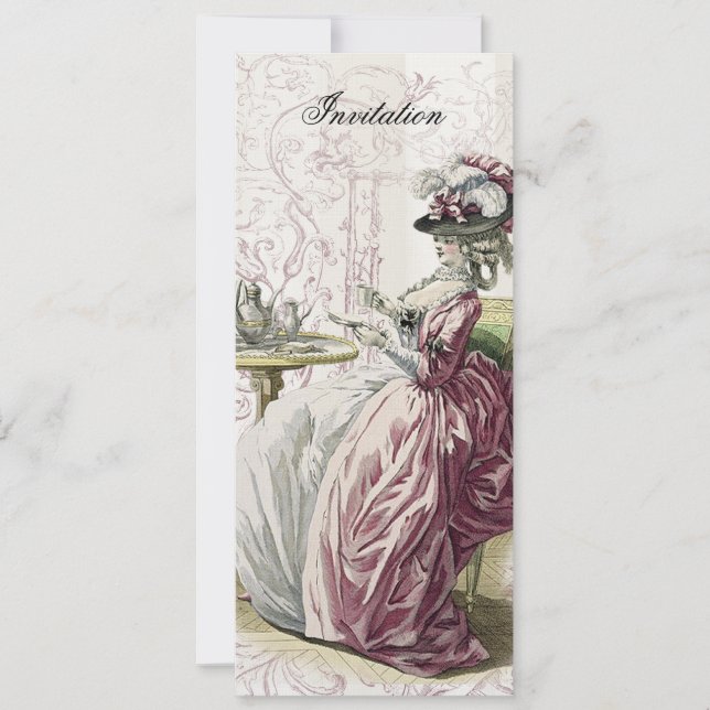 Convites Tarde Chá sobre Linen (Frente)