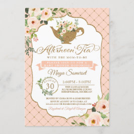 Convites Tarde de Tea Luxury Blush Chá de fraldas Floral Ro