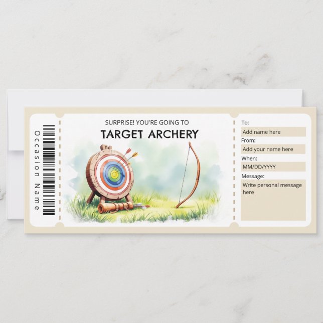 Convites Target Archery Gift Ticket  (Frente)