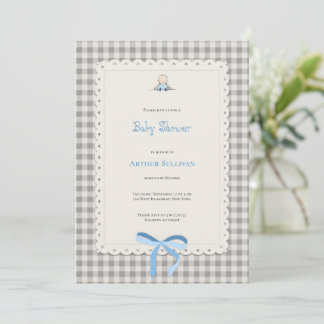 Convites Tarjeta Baby Shower gingham
