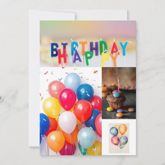 Convites Tarjeta de cumpleaños dulce y divertida – Happy Bi (Frente)