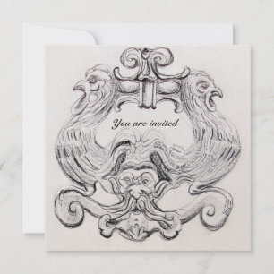 Convites TAROT/ ANTIGO FLORENTINE GROTESQUE Azul Branco