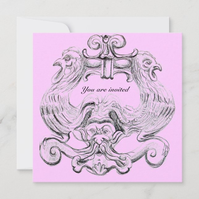 Convites TAROT/ ANTIGO GROTESCO FLORENTINO Rosa Preto (Frente)