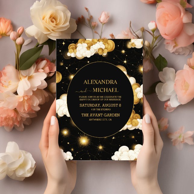 Convites Tarot Celestial Weding Sun Moon Stars Dourado (Criador carregado)
