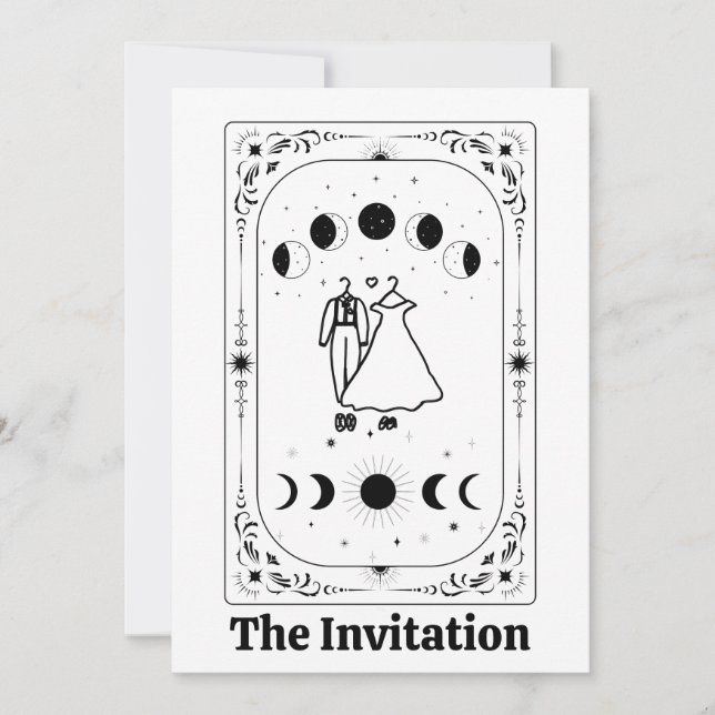 Convites Tarot Personalizado Fortuna Celestial Lua Mágica (Frente)