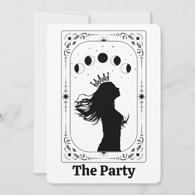 Convites Tarot Personalizado Mística Celestial Lua Magia Fa (Frente)