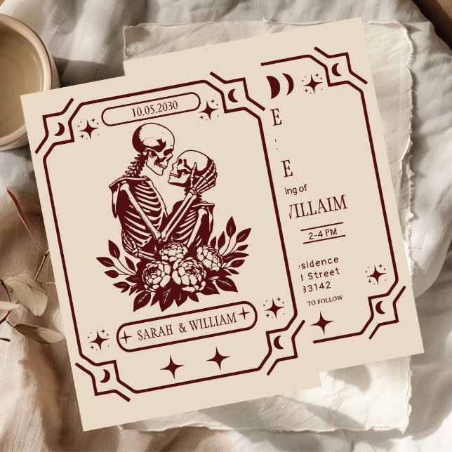 Convites Tarot preto Goth salvar a data de casamento Convit (Criador carregado)