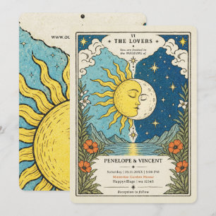Convites Tarot Sol e Lua Yin Yang Casamento