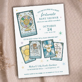 Convites Tarot Wheel of Fortune Gender Reveal Baby Shower