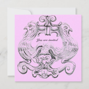 Convites TAROTO/ANTIGO FLORENTINE GROTESQUE Preto-Rosa