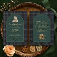 Tartan Bearly Wait Green Baby Shower Tudo em Um