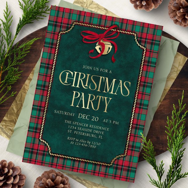 Convites Tartan Christmas Party Invitation (Criador carregado)