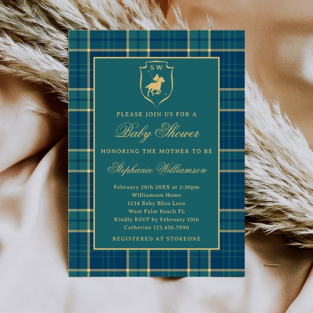 Convites Tartan Clássico Xadrez Polo de Dinheiro Antigo Chá (Criador carregado)