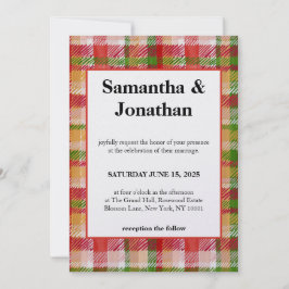 Convites Tartan de Casamento Simples