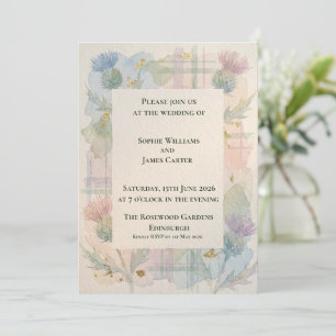 Convites Tartan de Tártaro Pastel Xadrez Casamento Escocês
