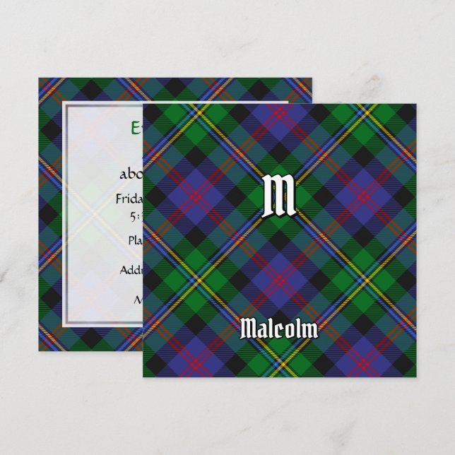 Convites Tartan do Clã Malcolm (Frente/Verso)