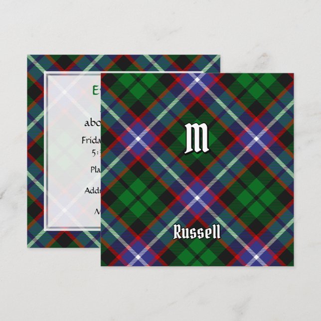 Convites Tartan do Clã Russell (Frente/Verso)