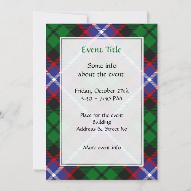 Convites Tartan do Clã Russell (Verso)