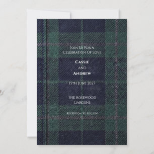 Convites Tartan Naval e Verde do Highland Patrimonial