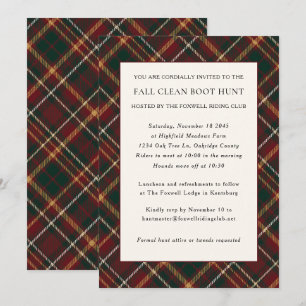 Convites Tartan Plaid Clássico Bota Limpa Caça Equestre