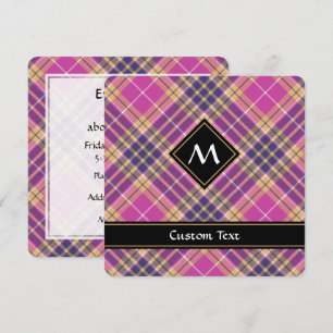 Convites Tartan rosa, Dourado e azul