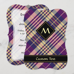 Convites Tartan roxo, Dourado e azul