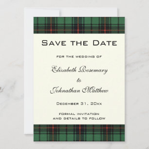 Convites Tartan Vintage, Padrão Moderno Davidson Casamento