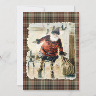 Convites Tartan Vintage Santa Claus