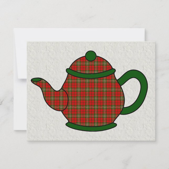 Convites Tartan Xadrez Teapot V5 Tea (Frente)