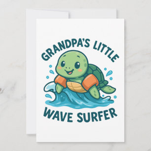 Convites Tartaruga Cute Surfista de Ondinhas do Vovô