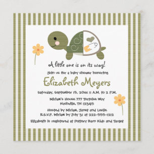 Convites Tartaruga No Fralda Baby Shower Invances Verde