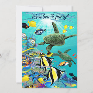 Convites Tartaruga tropical havaiana Luau dos peixes da