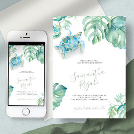 Convites Tartaruga Tropical Monstera Deixa Chá de fraldas