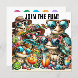 Convites Tartarugas Divertidas se Reunindo