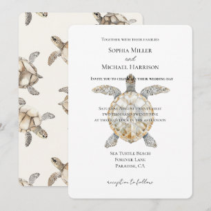 Convites Tartarugas Marinhas Casamento Praia Cream