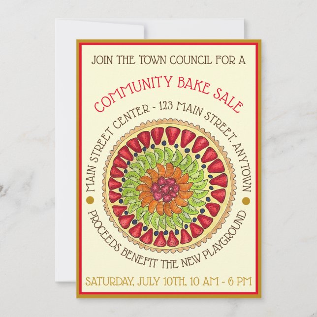 Convites Tarte aux Fruta Tart Pie França Setor Assar (Frente)