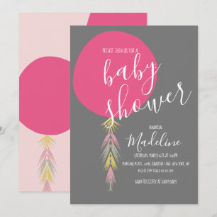 Convites Tassel Boho Balão para Chá de Bebê Menina